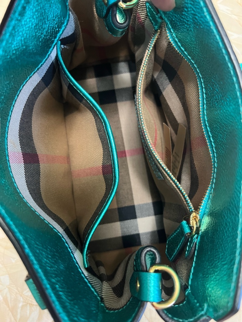Burberry Gold Buckle Small Tote Metallic - Picture 8 of 10